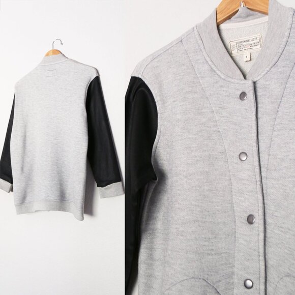 Current Elliott Classic Snap-Front The Classic Varsity Jacket S Wax Sleeves $358 - Picture 12 of 16